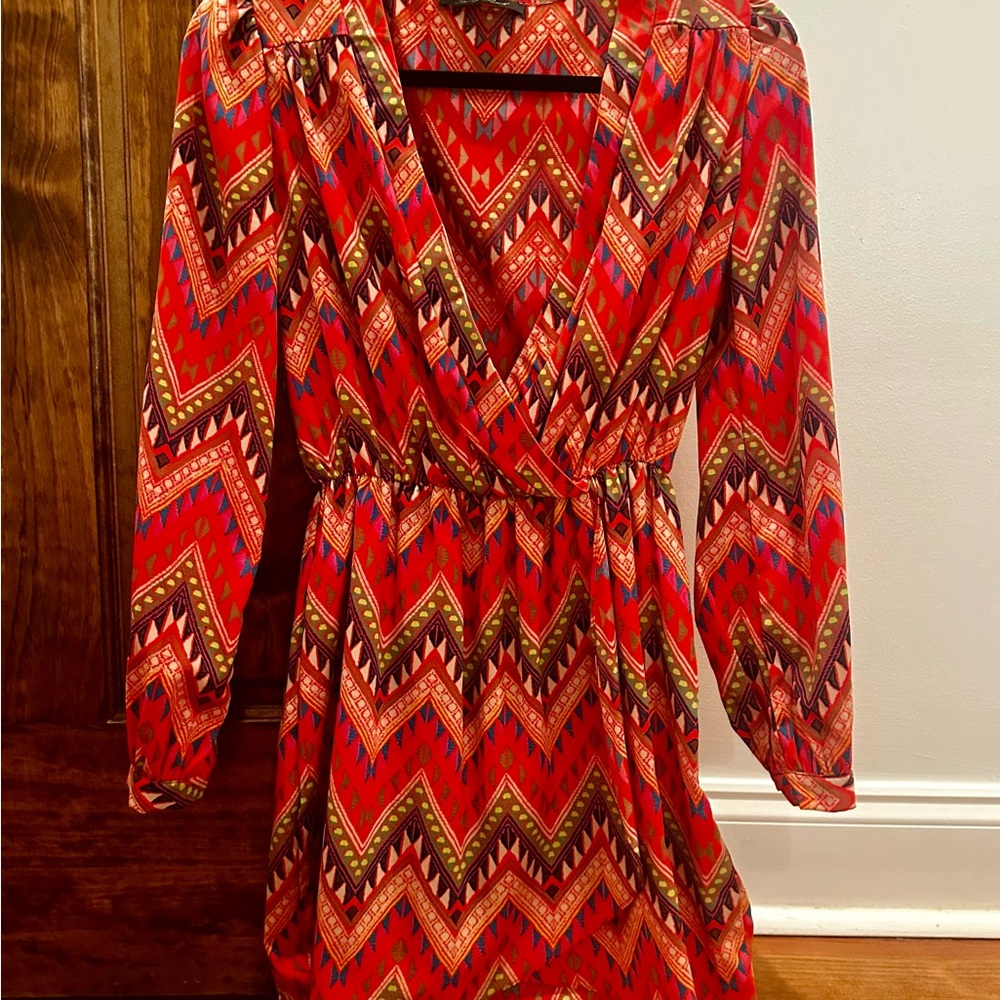 Honey Punch Red Zigzag Mini Dress